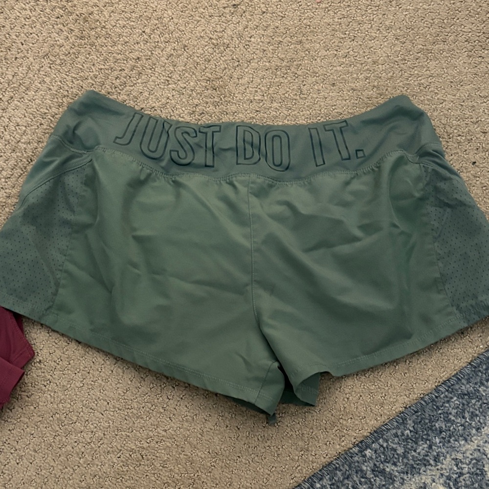 Women’s High-Waist Athletic Shorts Trio — Black, Pink & Sage - Picture 4 of 4